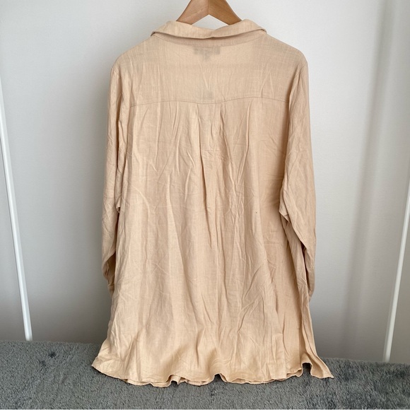 Arna York Women's Viscose-Linen Long Sleeve Button Down Shirt, Tan, Size 22/24 - Picture 2 of 10